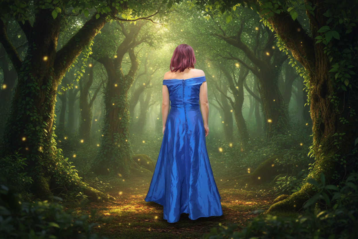 Royal Blue Capped Sleeve Ball Gown