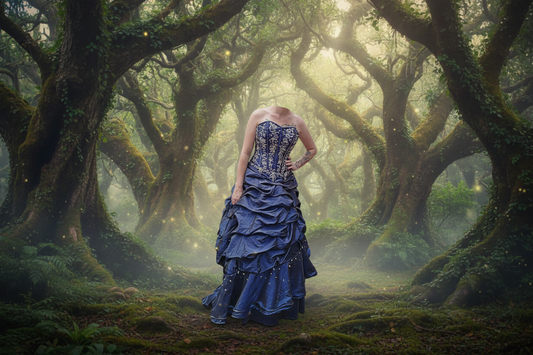 Navy Gown with Beaded Corset