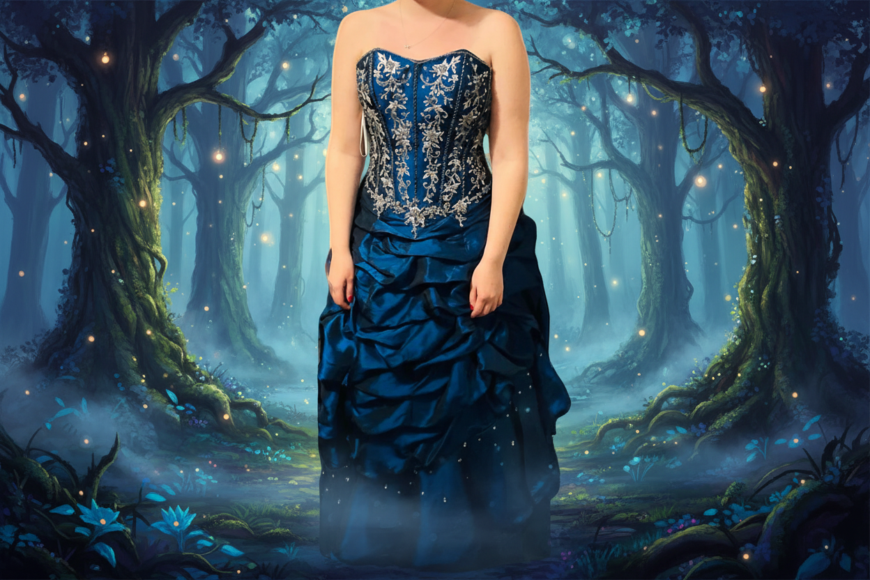 Navy Gown with Beaded Corset