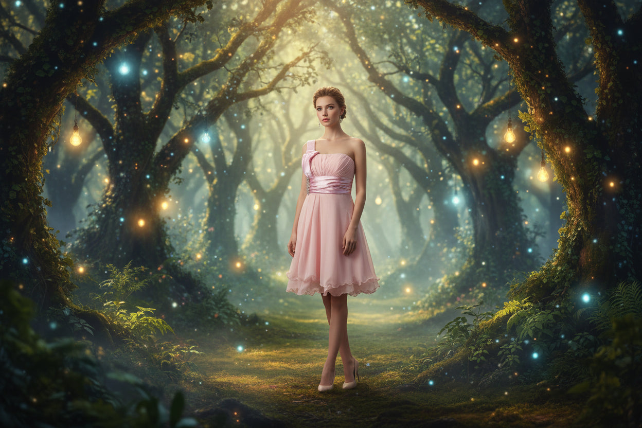 Blush Pink One-Shoulder Cocktail Dress