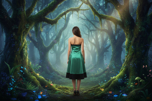 Metalic Green Dress with Black Detail