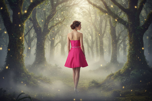 Pink Cocktail Dress with Sparkle Waist Detail