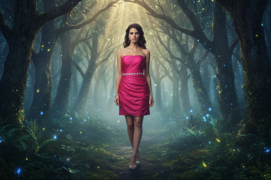 Pink Cocktail Dress with Sparkle Waist Detail