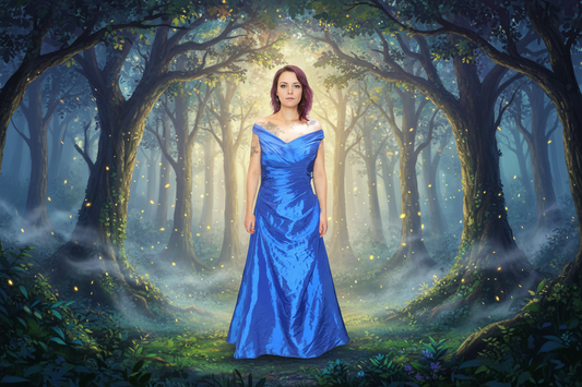 Royal Blue Capped Sleeve Ball Gown