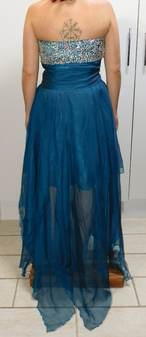 Teal and Silver Hi-Low Dress