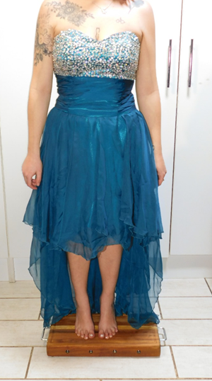 Teal and Silver Hi-Low Dress